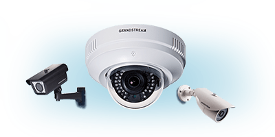 image of 3 surveillance CCTV camera for physical security with a different design - grandstream