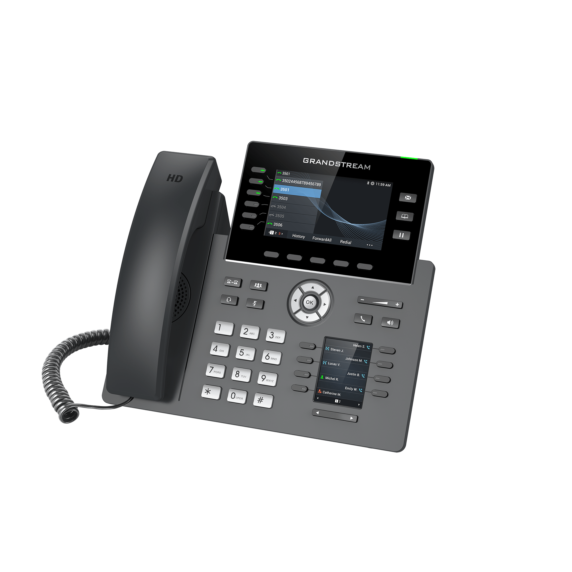 image of 6-line carrier-grade IP phone for business communication from grandstream india